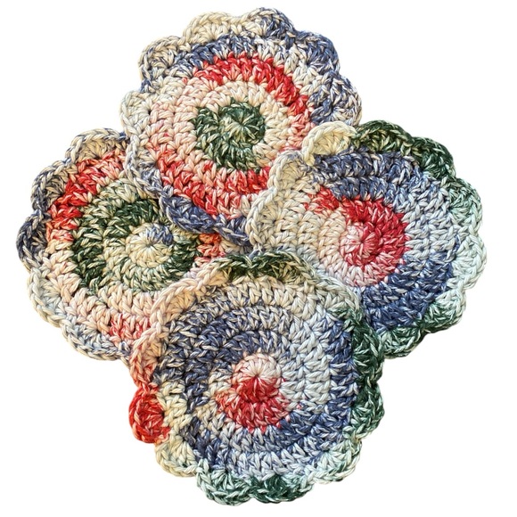 Handcrafted Crocheted Coasters set of 4 Multicolored - Picture 3 of 3